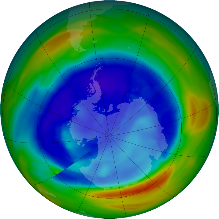 Antarctic ozone map for 27 August 2005